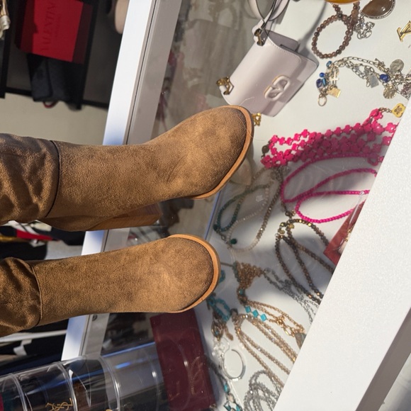 Vici Camel Suede Heeled Boots - Picture 3 of 8